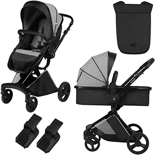 Skiddoü Nasjo 2in1 Kinderwagen mit Babywanne – Hellgrau