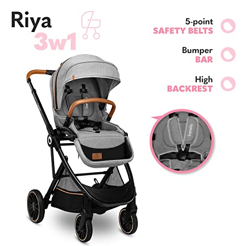 Lionelo Riya 3in1 Kinderwagen mit Babyschale – Grau