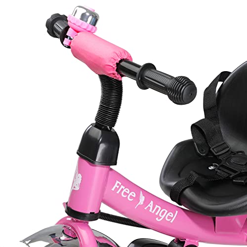 Spielwerk Dreirad mit Schubstange und Korb – Rosa