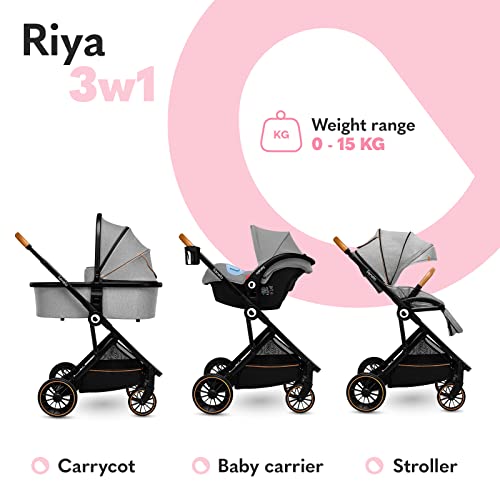 Lionelo Riya 3in1 Kinderwagen mit Babyschale – Grau