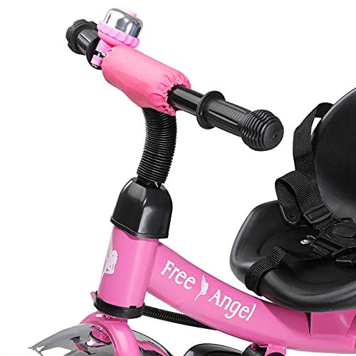 Spielwerk Dreirad mit Schubstange und Korb – Rosa