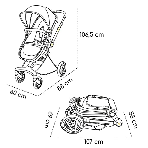 Skiddoü Nasjo 2in1 Kinderwagen mit Babywanne – Hellgrau