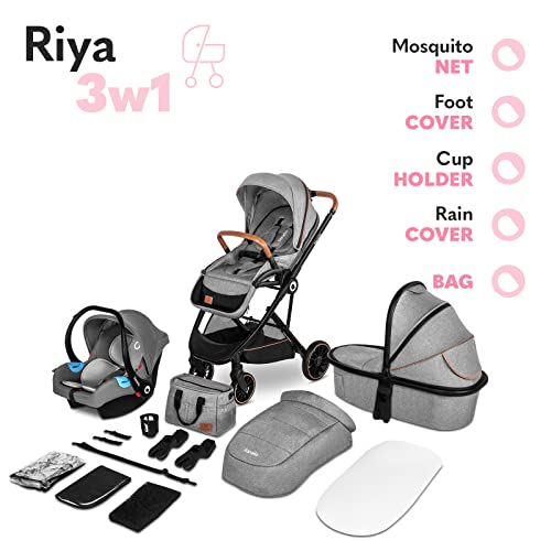 Lionelo Riya 3in1 Kinderwagen mit Babyschale – Grau