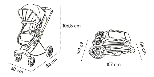 Skiddoü Nasjo 2in1 Kinderwagen mit Babywanne – Hellgrau
