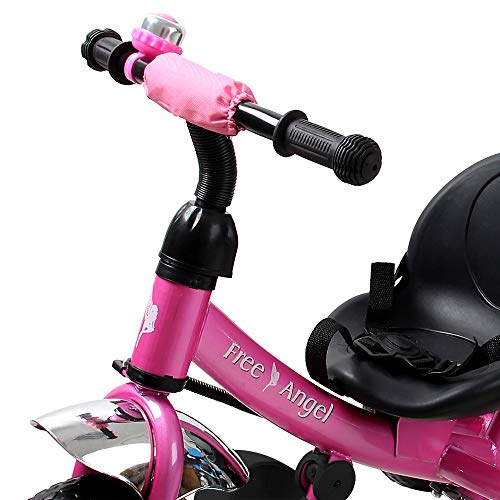 Spielwerk Dreirad mit Schubstange und Korb – Rosa