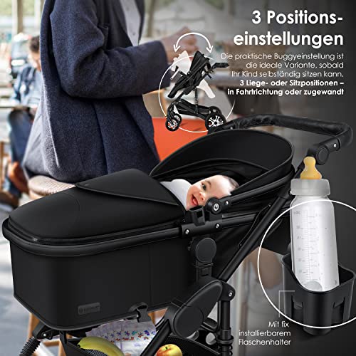 KESSER® Loops 3in1 Kombikinderwagen – Schwarz