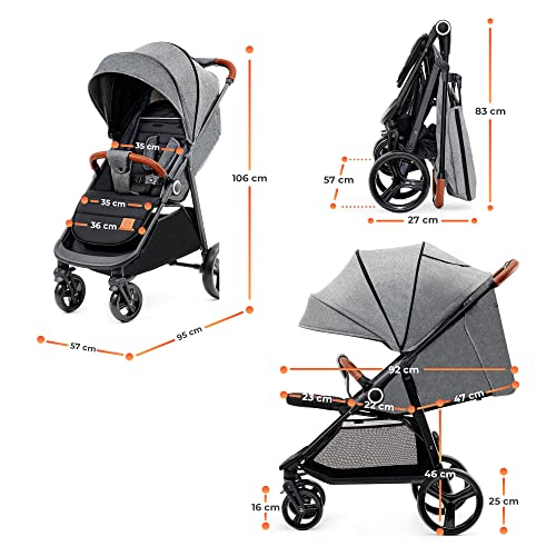 Kinderkraft Grande Plus Buggy – Liegefunktion – Grau