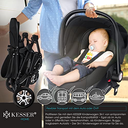 KESSER® Loops 3in1 Kombikinderwagen – Schwarz