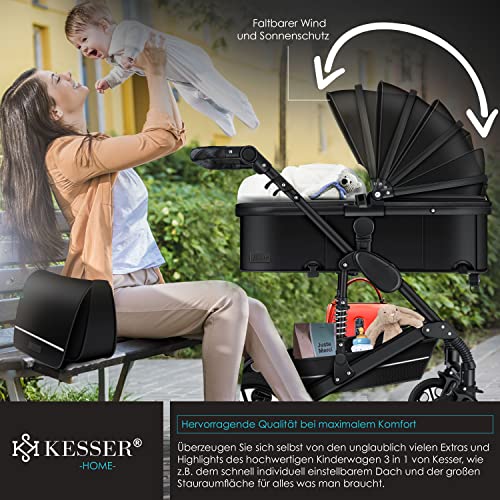 KESSER® Loops 3in1 Kombikinderwagen – Schwarz