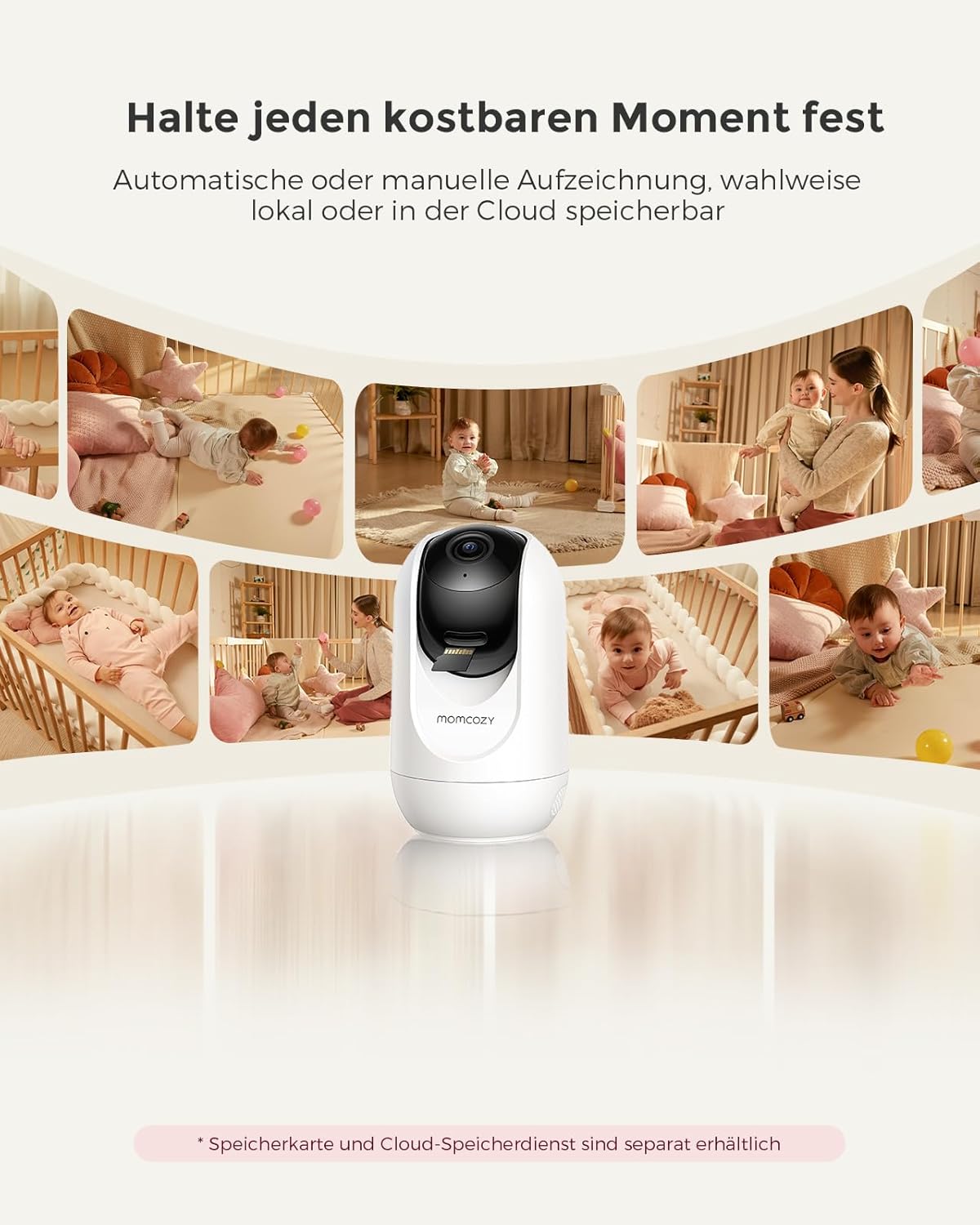 Momcozy BM04 Babyphone mit Kamera App, 5 Zoll WLAN Video Babyphone mit Kamera und Audio, 4×Zoom, Bewegungs und Weinenkennung, sicherer Zaun, klare Nachtsicht, 2-Wege-Gespräch, Foto & Videoaufzeichnung