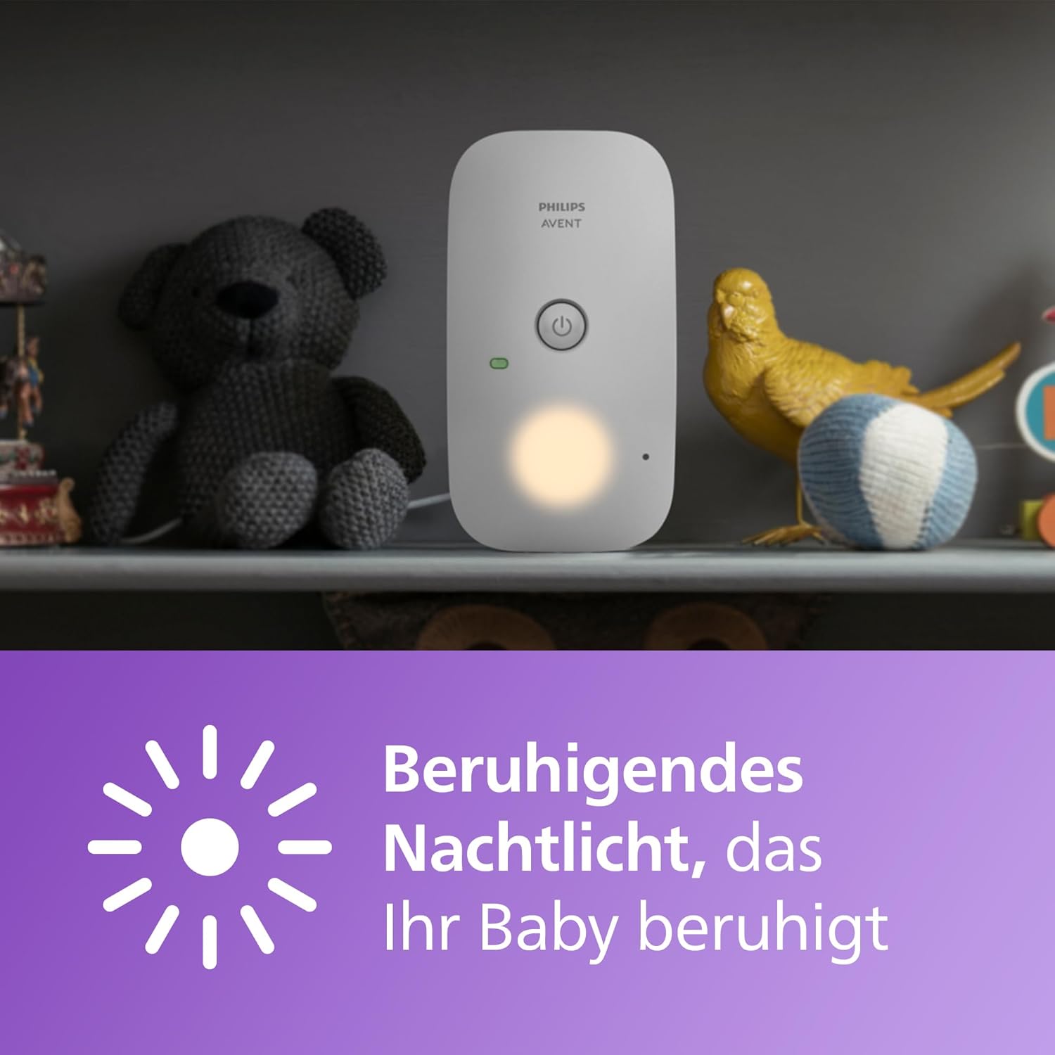 Philips AVENT DECT-Audio-Babyphone, Gegensprechfunktion, störungsfrei, 330 Meter Reichweite, 24 Stunden Akkulaufzeit, Smart ECO-Modus, Nachtlicht, SCD503/26