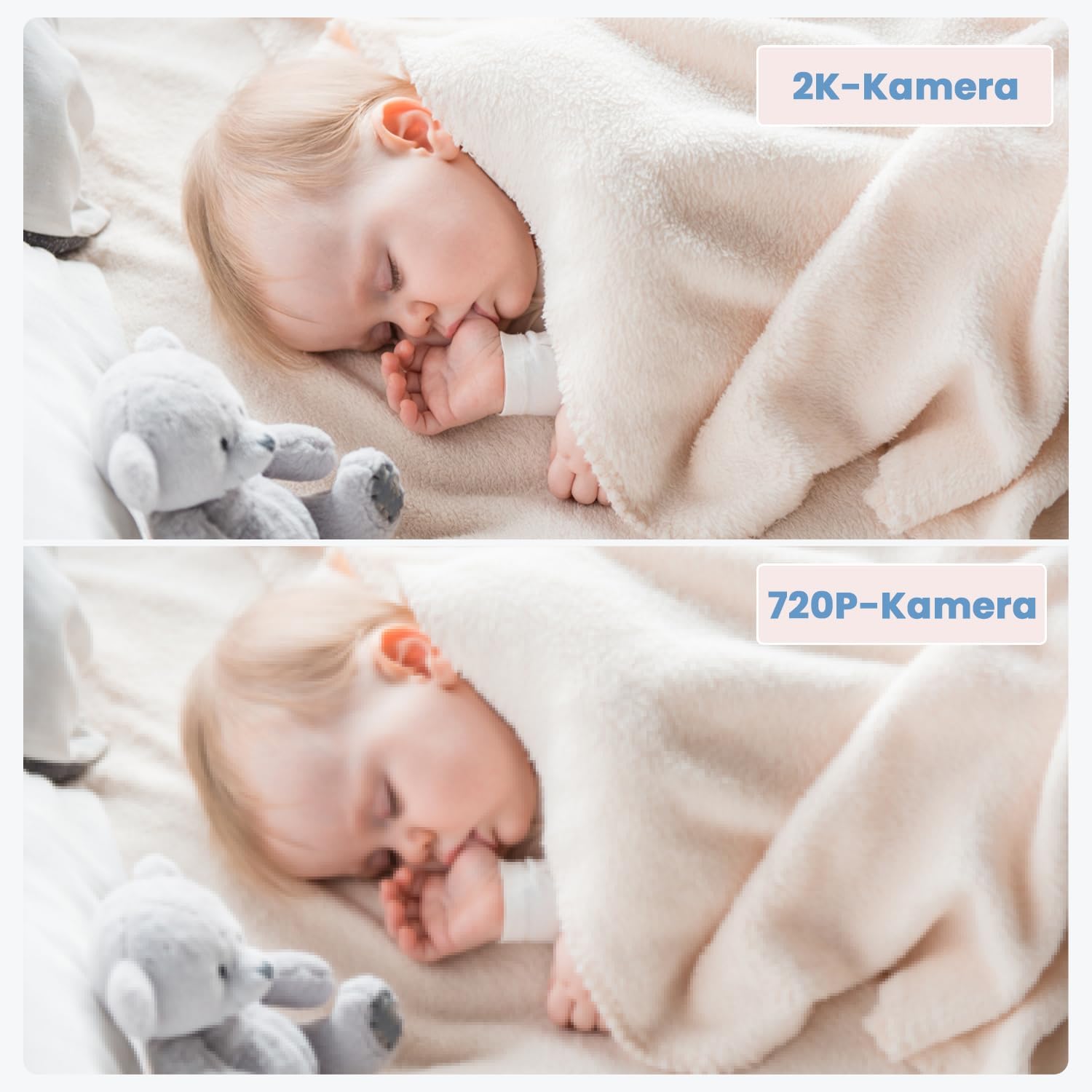 ieGeek Babyphone mit Kamera Top Qualität 2K/3MP, 5 Zoll WLAN Video babyfone PTZ 360°, IR-Nachtsicht, Automatische Verfolgung, Weinen/Bewegungs/Geräuscherkennung, Temperaturanzeige,Mobile App Steuerung
