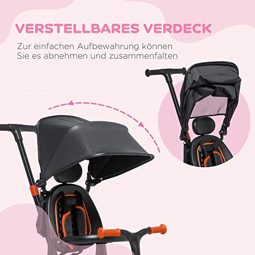 AIYAPLAY 3in1 Dreirad mit Dach & Sicherheitsbügel – Rot