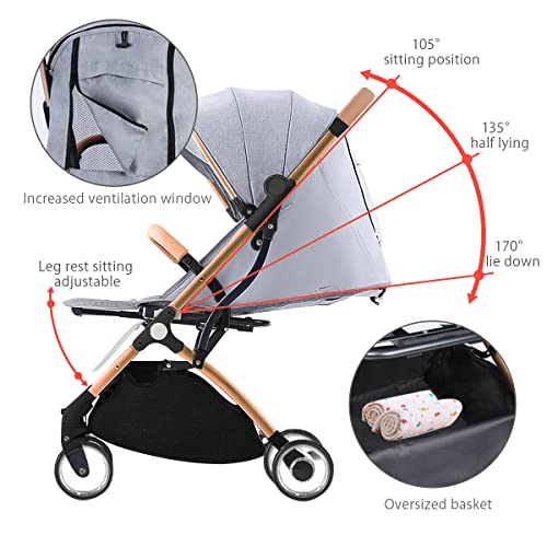SONARIN Kompakt Buggy – Faltbar mit Gurt – Dunkelgrau