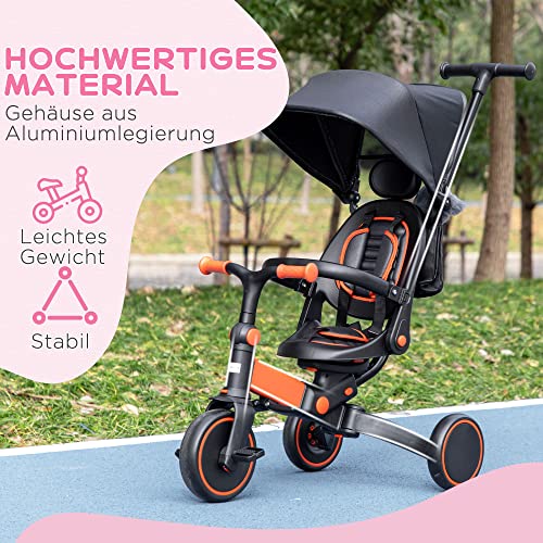 AIYAPLAY 3in1 Dreirad mit Dach & Sicherheitsbügel – Rot