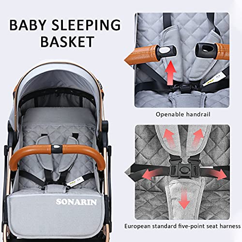 SONARIN Kompakt Buggy – Faltbar mit Gurt – Dunkelgrau