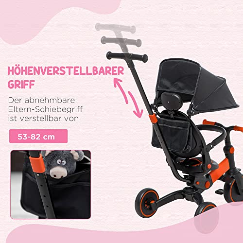 AIYAPLAY 3in1 Dreirad mit Dach & Sicherheitsbügel – Rot