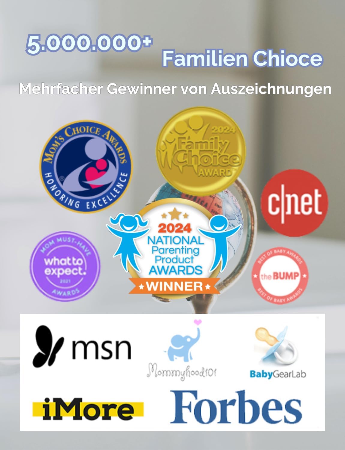 HelloBaby Babyphone mit Kamera, 3500 mAh Akku mit 5 Zoll Bildschirm, 355° Schwenken-120° Neige-Zoomen, Babyfone ohne WLAN, 2 Wege Audio, Temperatur, 8 Schlaflieder, Nachtsicht, HB6550