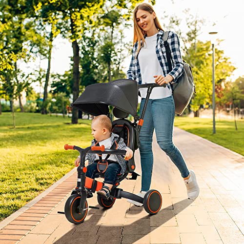 AIYAPLAY 3in1 Dreirad mit Dach & Sicherheitsbügel – Rot